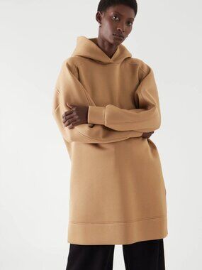 COS Hooded Sweatshirt Dress in Beige - Size Medium